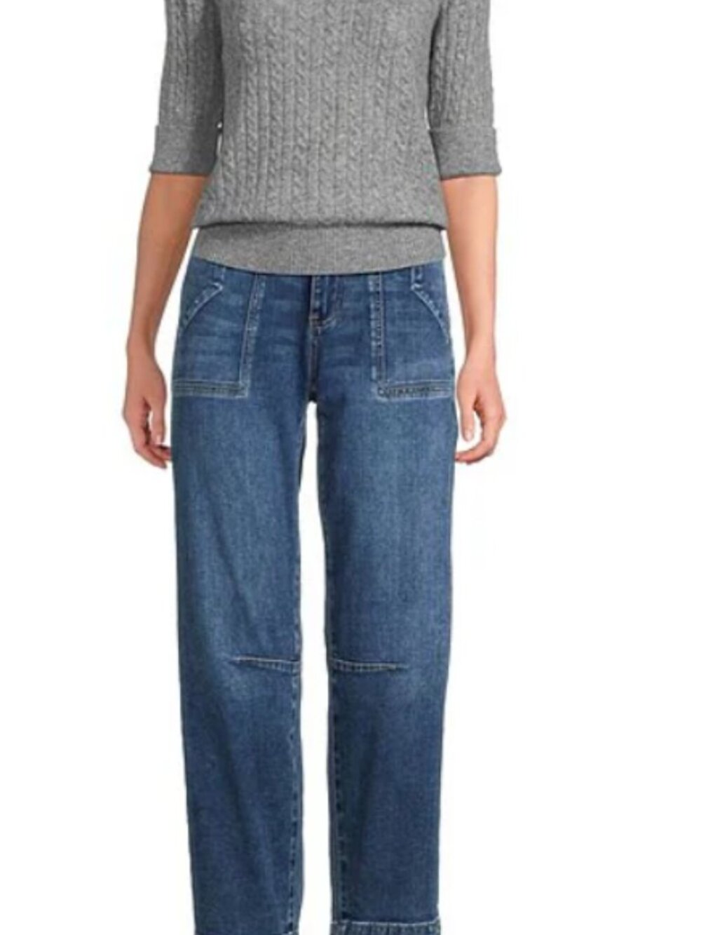 Stretchy Denim High Rise Barrel Jeans